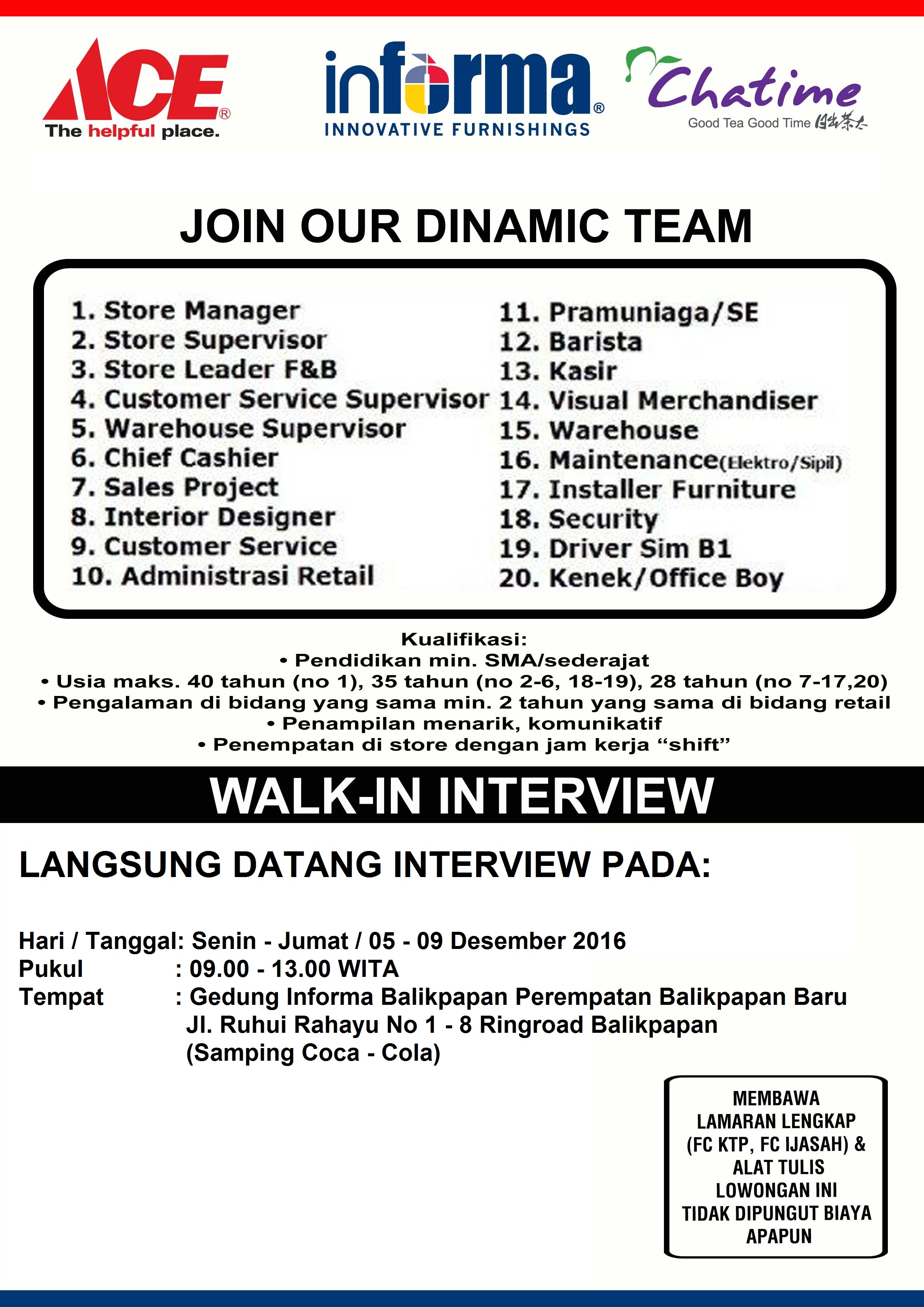 WALKIN INTERVIEW PT. KAWAN LAMA GROUP