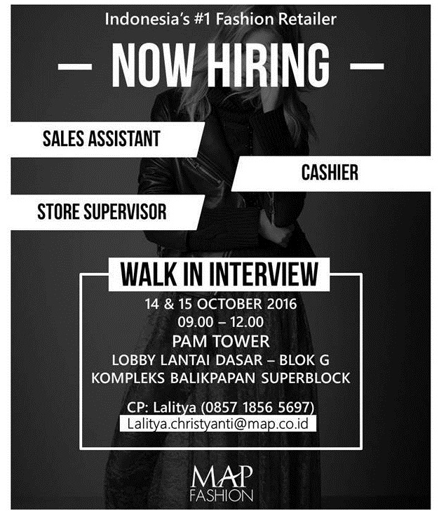 MAP Fashion Walk-in Interview Balikpapan