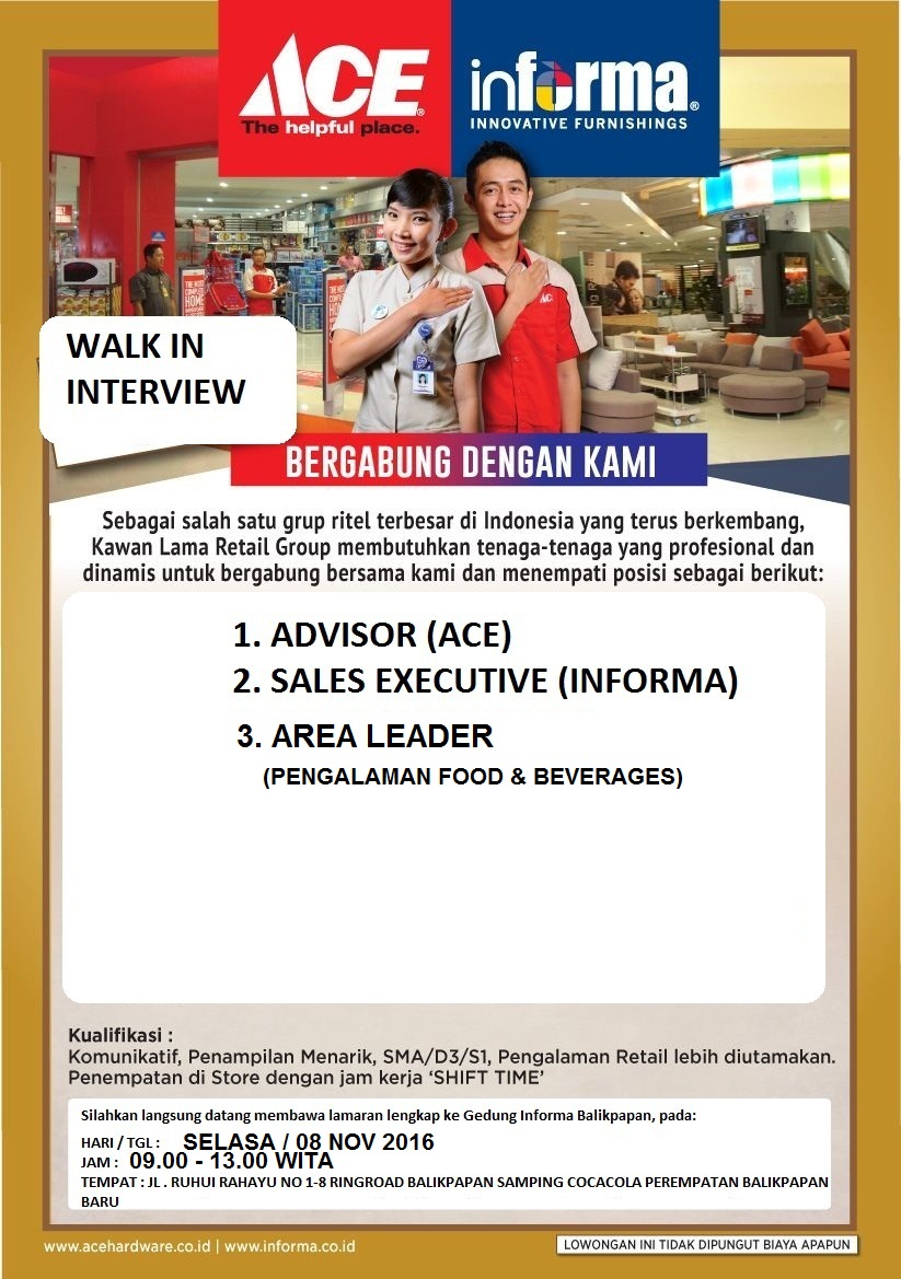 WALKIN INTERVIEW DI INFORMA BPN 08 NOV 2016