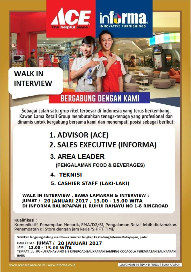 LOWONGAN KERJA 2017